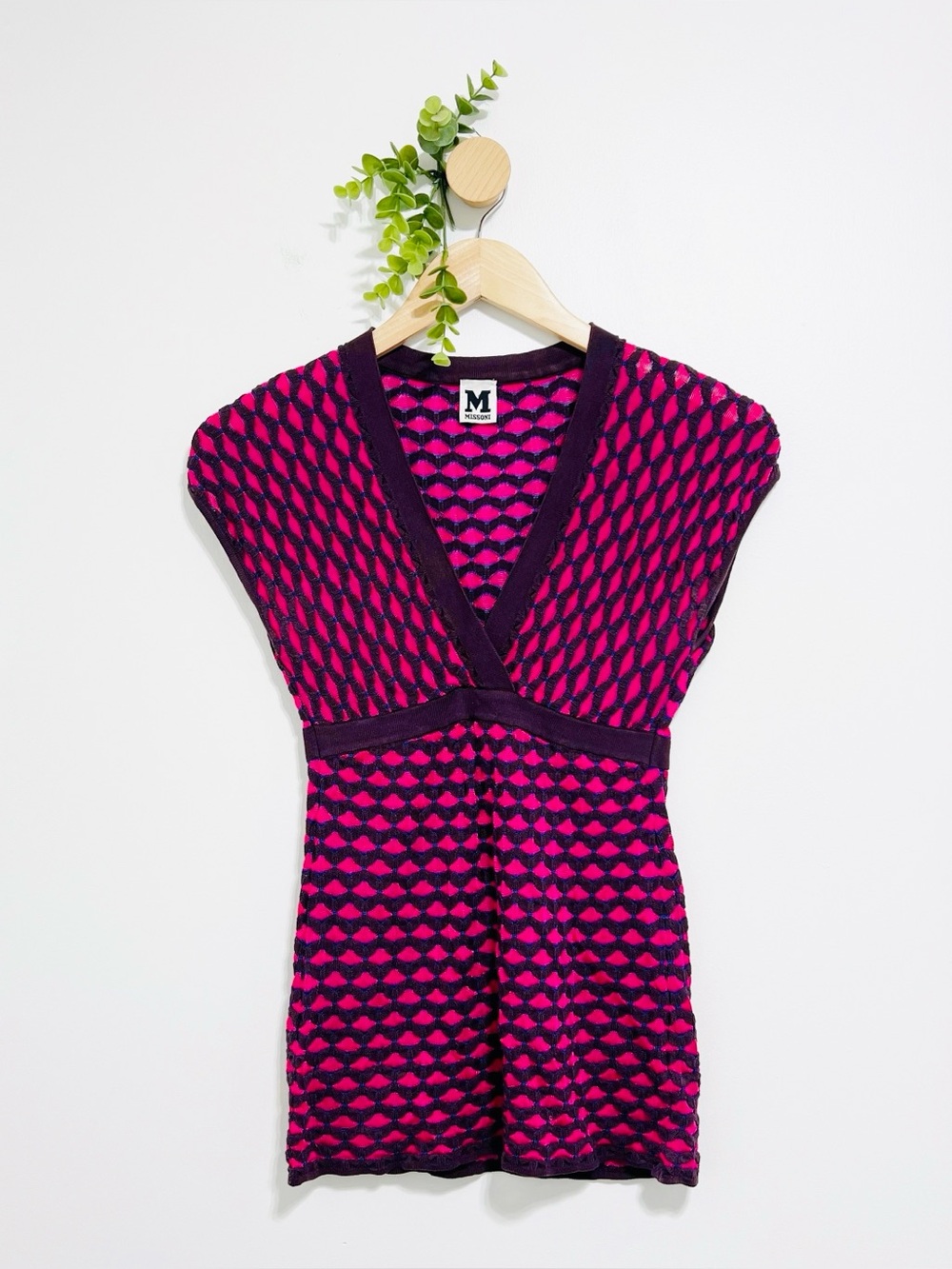 Missoni Y2K Pink Knit Babydoll V-neck Top